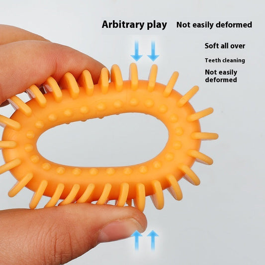 KFX-7513277 Durable Rubber Dog Toy for Chewing and Molar Health - Yellow, Blue, Pink Options