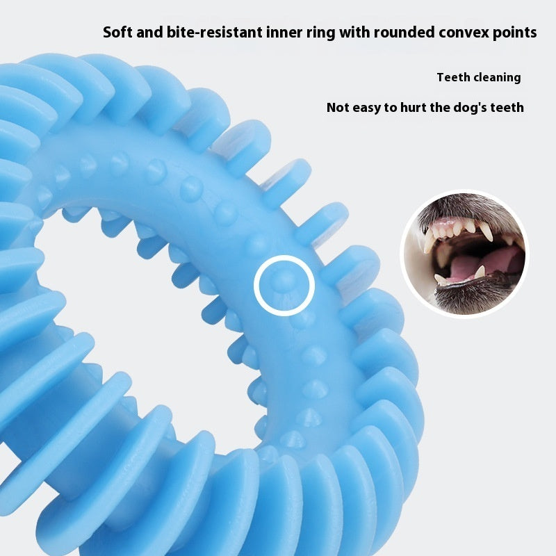 KFX-7513277 Durable Rubber Dog Toy for Chewing and Molar Health - Yellow, Blue, Pink Options