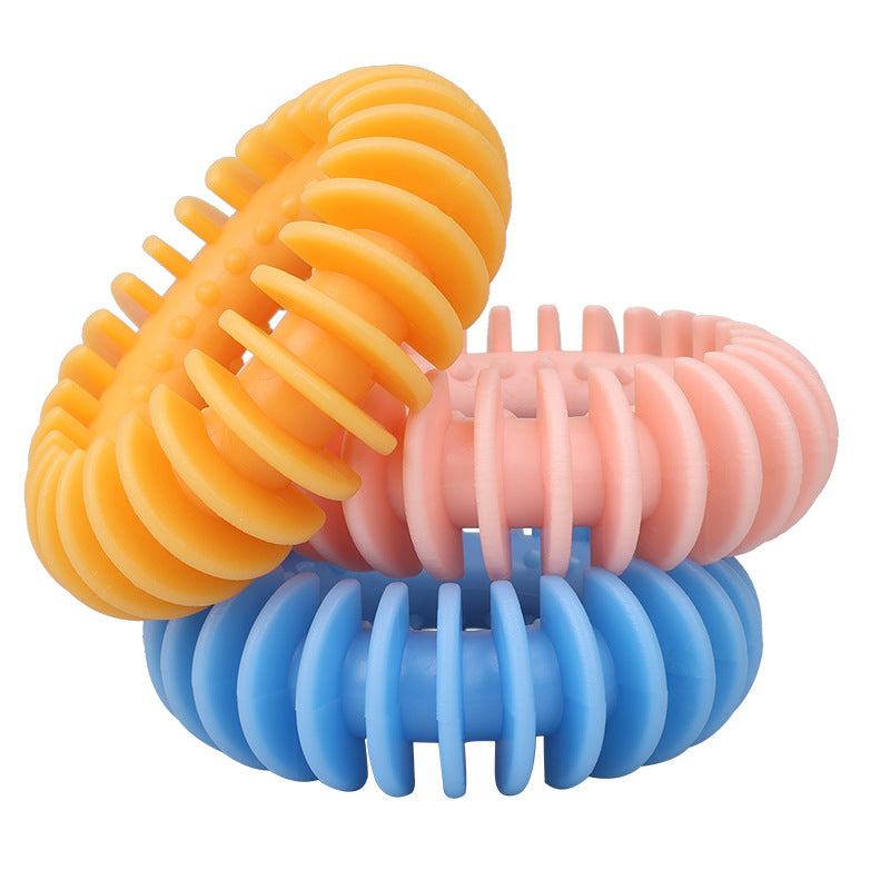 KFX-7513277 Durable Rubber Dog Toy for Chewing and Molar Health - Yellow, Blue, Pink Options