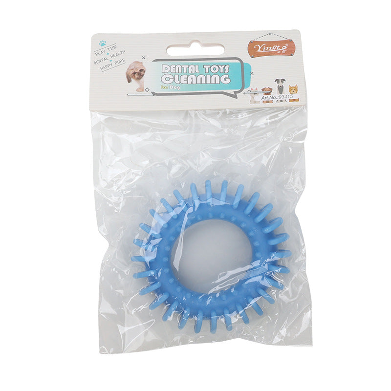 KFX-7513277 Durable Rubber Dog Toy for Chewing and Molar Health - Yellow, Blue, Pink Options