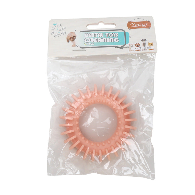 KFX-7513277 Durable Rubber Dog Toy for Chewing and Molar Health - Yellow, Blue, Pink Options