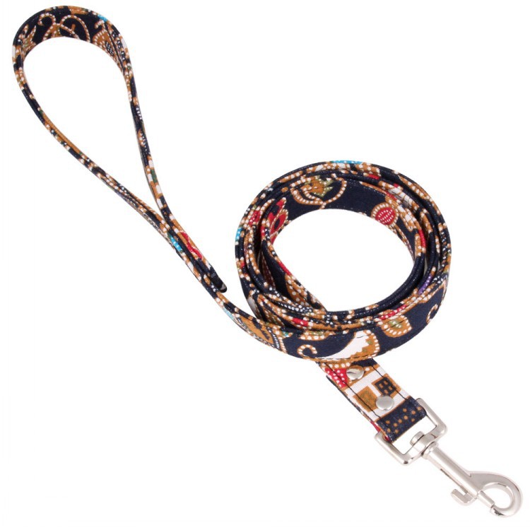 KFX-7514429 Japanese Style Cotton Dog Rope Collar with 360° Rotating Alloy Hook - Available in Multiple Colors