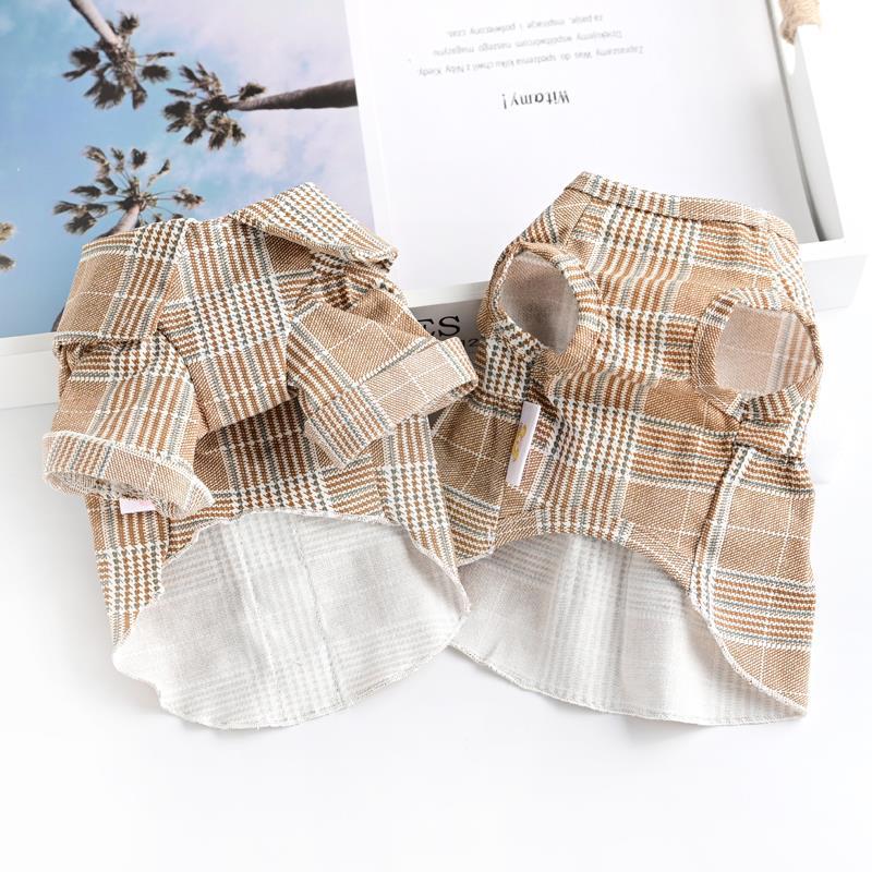 KFX-7515197 Khaki Dog Couple Suit Shirt for Small Dogs and Cats, Lightweight Polyester for Spring and Summer