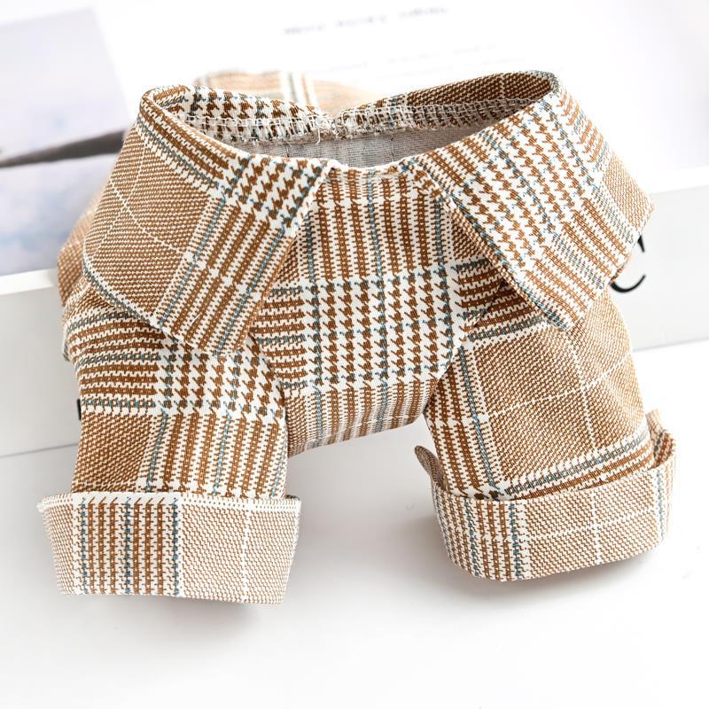 KFX-7515197 Khaki Dog Couple Suit Shirt for Small Dogs and Cats, Lightweight Polyester for Spring and Summer