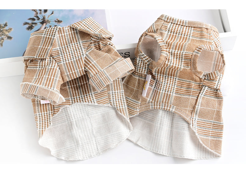 KFX-7515197 Khaki Dog Couple Suit Shirt for Small Dogs and Cats, Lightweight Polyester for Spring and Summer
