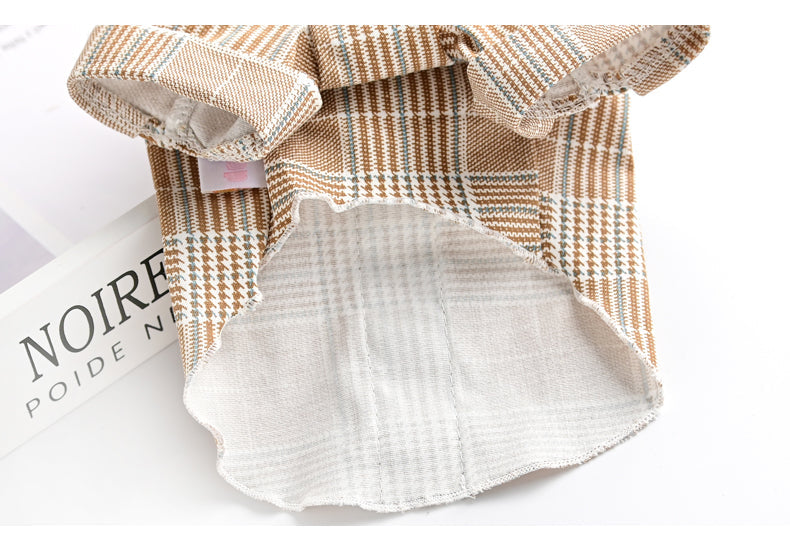 KFX-7515197 Khaki Dog Couple Suit Shirt for Small Dogs and Cats, Lightweight Polyester for Spring and Summer