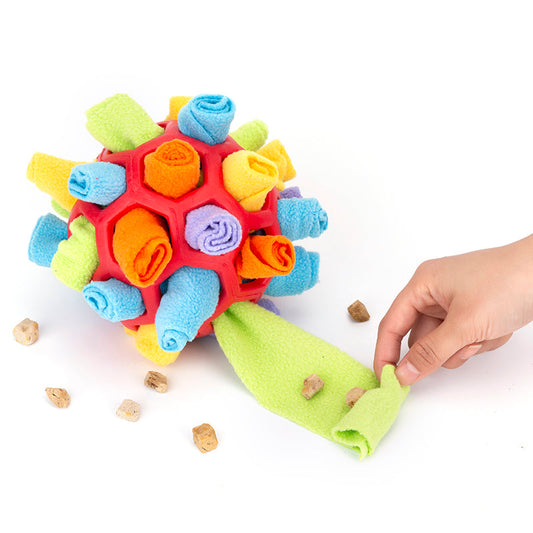 KFX-7515453 Sniff & Snack Puzzle Ball for Dogs - Enrichment Toy Made of Polar Fleece, 20cm