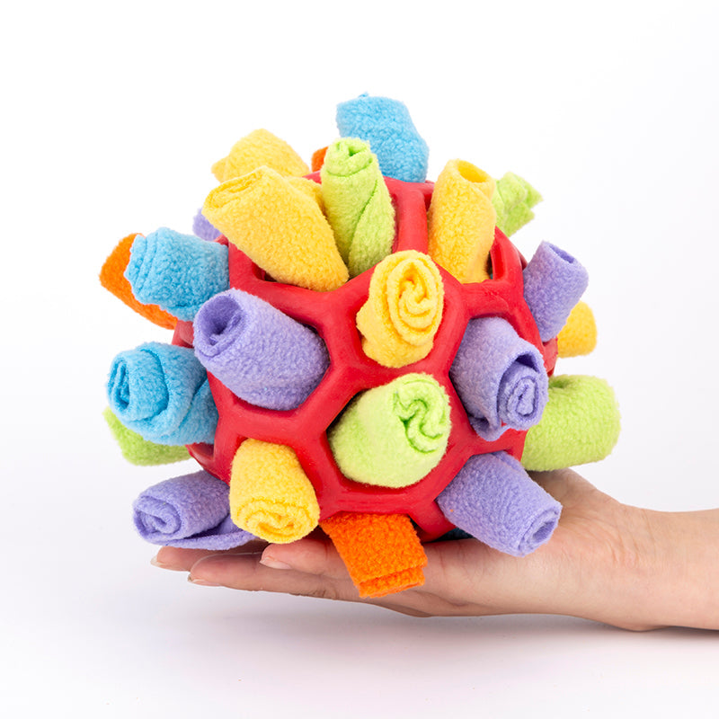 KFX-7515453 Sniff & Snack Puzzle Ball for Dogs - Enrichment Toy Made of Polar Fleece, 20cm
