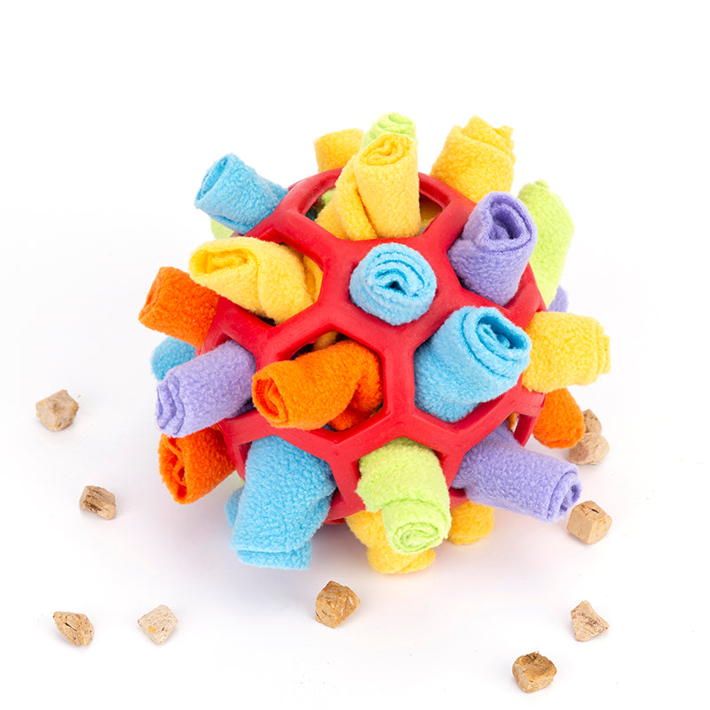 KFX-7515453 Sniff & Snack Puzzle Ball for Dogs - Enrichment Toy Made of Polar Fleece, 20cm