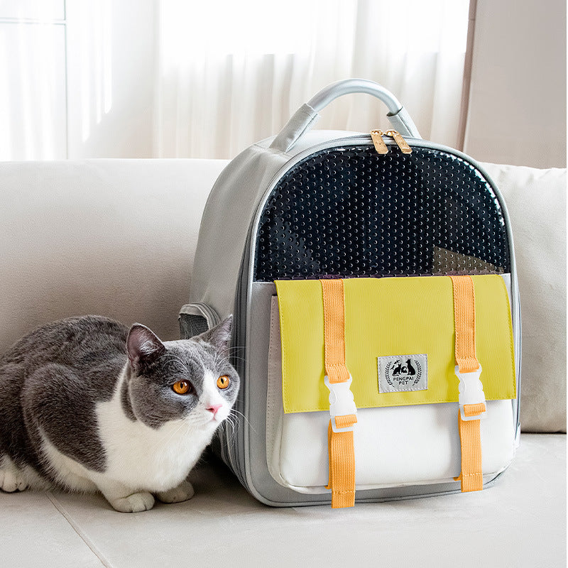 KFX-7516861 Portable Foldable Cat and Dog Backpack with Large Capacity - Lightweight Oxford Material for Pets