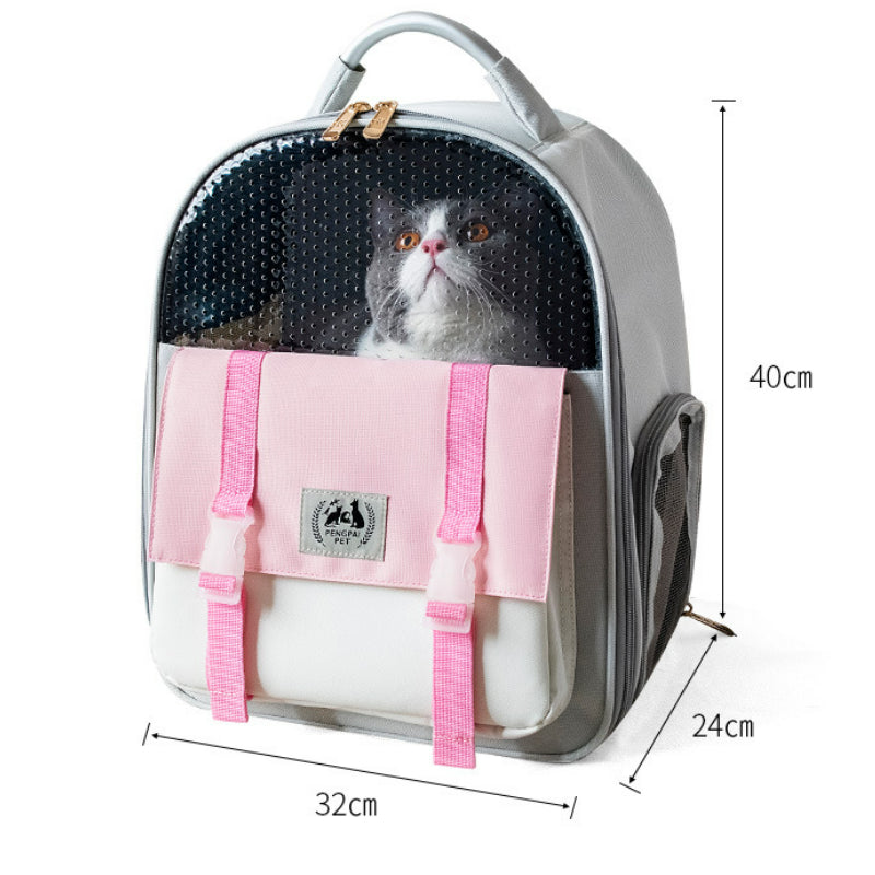KFX-7516861 Portable Foldable Cat and Dog Backpack with Large Capacity - Lightweight Oxford Material for Pets