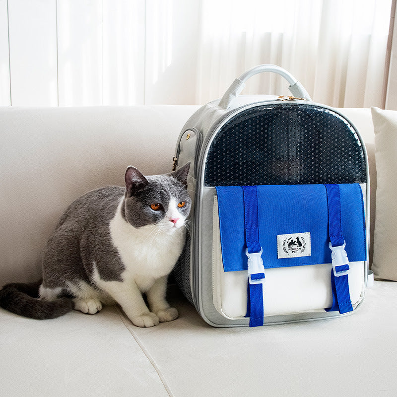 KFX-7516861 Portable Foldable Cat and Dog Backpack with Large Capacity - Lightweight Oxford Material for Pets