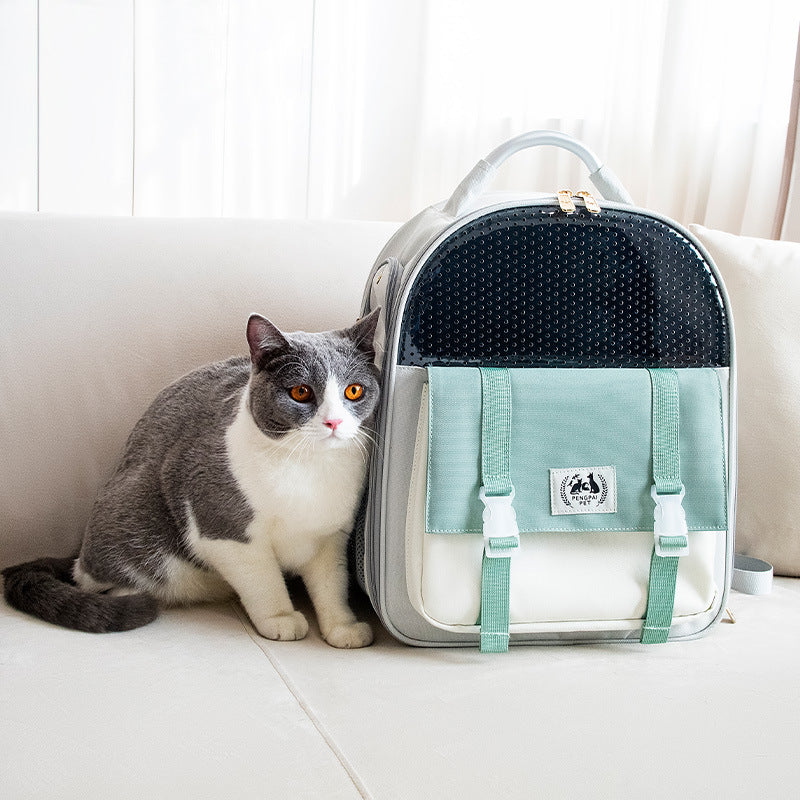 KFX-7516861 Portable Foldable Cat and Dog Backpack with Large Capacity - Lightweight Oxford Material for Pets