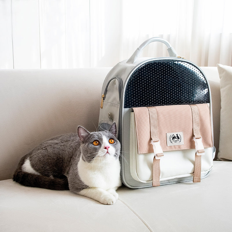 KFX-7516861 Portable Foldable Cat and Dog Backpack with Large Capacity - Lightweight Oxford Material for Pets