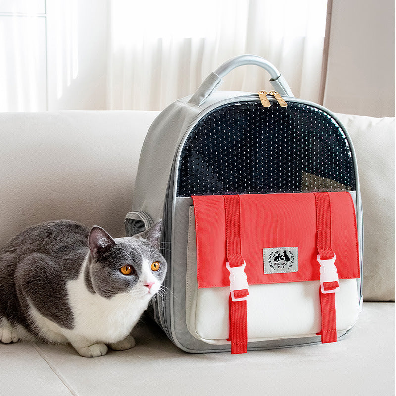 KFX-7516861 Portable Foldable Cat and Dog Backpack with Large Capacity - Lightweight Oxford Material for Pets