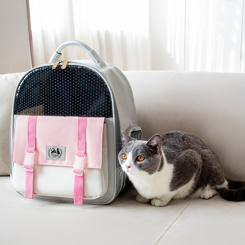 KFX-7516861 Portable Foldable Cat and Dog Backpack with Large Capacity - Lightweight Oxford Material for Pets