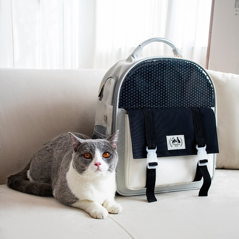KFX-7516861 Portable Foldable Cat and Dog Backpack with Large Capacity - Lightweight Oxford Material for Pets