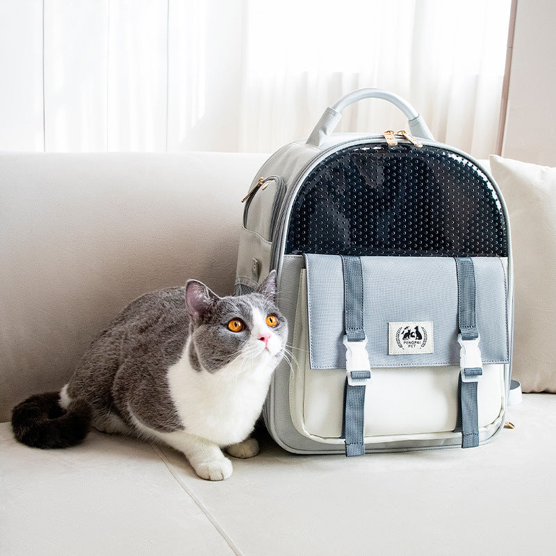 KFX-7516861 Portable Foldable Cat and Dog Backpack with Large Capacity - Lightweight Oxford Material for Pets