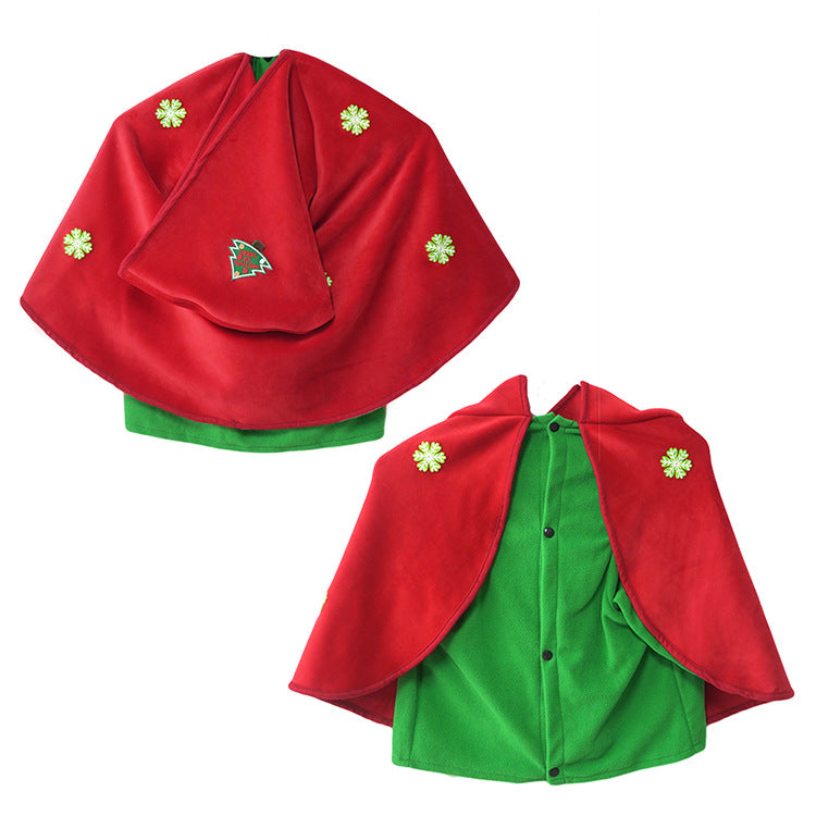 KFX-7518781 Embroidered Red Pet Christmas Cloak with Warm Velvet and Polar Fleece for Dogs