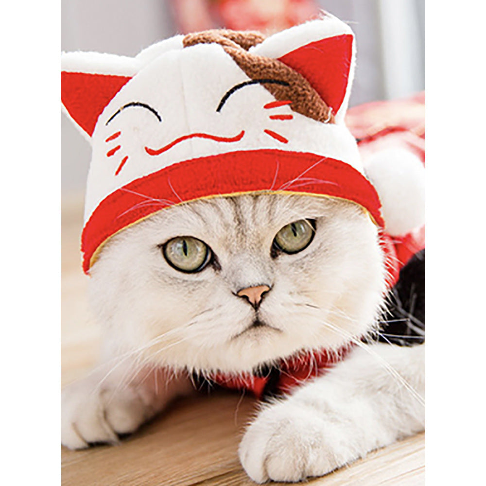KFX-7520957 Adorable Sunflower Cat Headdress Wig for Pets - Cute Dress-Up Hat for Halloween and Seasonal Celebrations