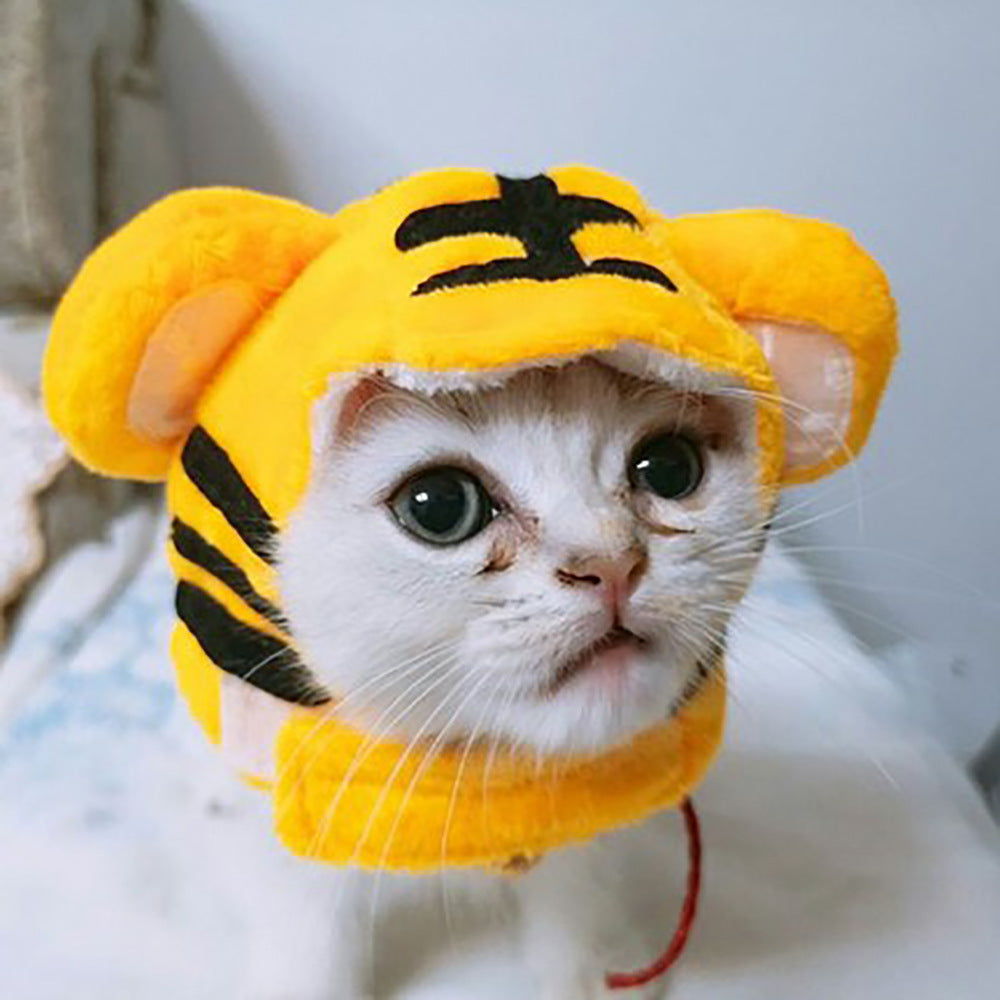 KFX-7520957 Adorable Sunflower Cat Headdress Wig for Pets - Cute Dress-Up Hat for Halloween and Seasonal Celebrations