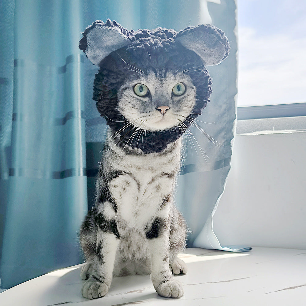 KFX-7520957 Adorable Sunflower Cat Headdress Wig for Pets - Cute Dress-Up Hat for Halloween and Seasonal Celebrations