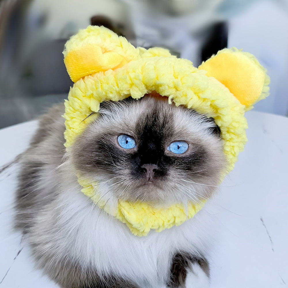 KFX-7520957 Adorable Sunflower Cat Headdress Wig for Pets - Cute Dress-Up Hat for Halloween and Seasonal Celebrations