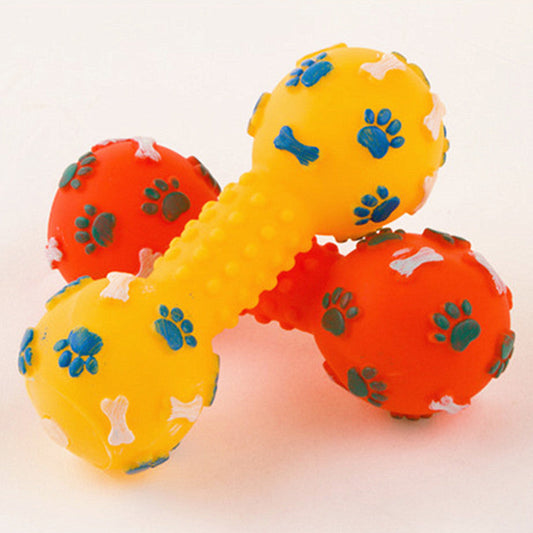 KFX-7521213 Silicone Dog Dumbbell Sound Toy for Chewing and Training - Non-Toxic, Cute Ball Design
