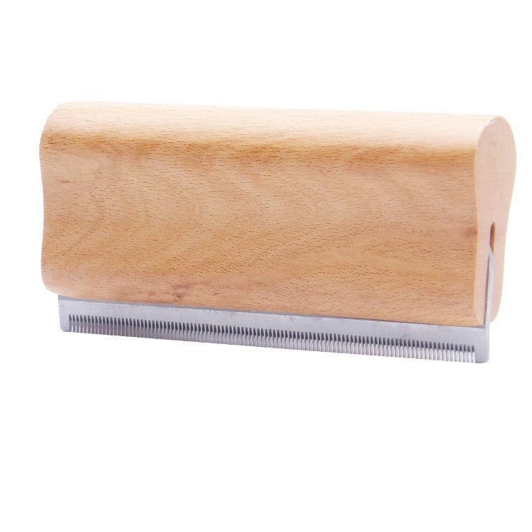 KFX-7521981 Solid Wood Handle Pet Grooming Comb with Stainless Steel Teeth for Efficient Hair Removal from Dogs and Cats