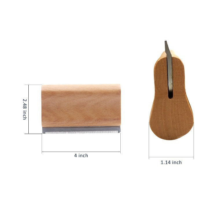 KFX-7521981 Solid Wood Handle Pet Grooming Comb with Stainless Steel Teeth for Efficient Hair Removal from Dogs and Cats