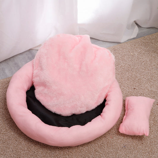 KFX-7522237 Cozy Egg Tart Cat Nest for Winter | Plush, Versatile Design in Gray, Pink, Blue
