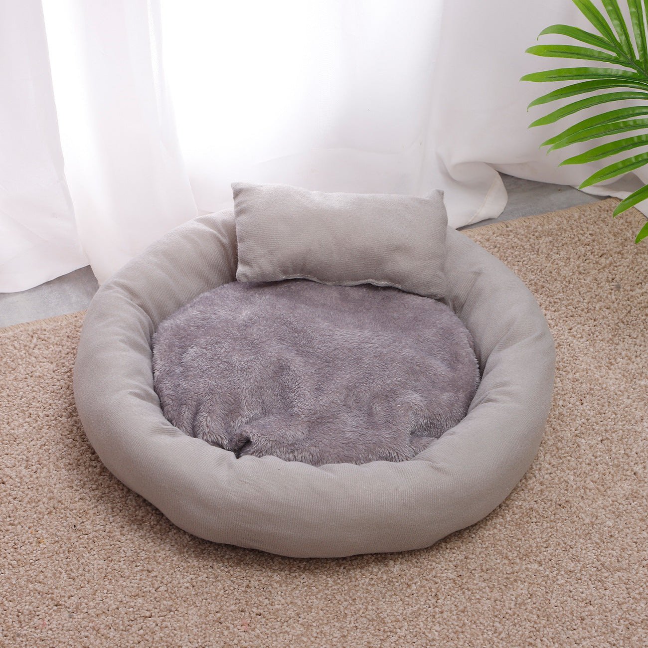 KFX-7522237 Cozy Egg Tart Cat Nest for Winter | Plush, Versatile Design in Gray, Pink, Blue