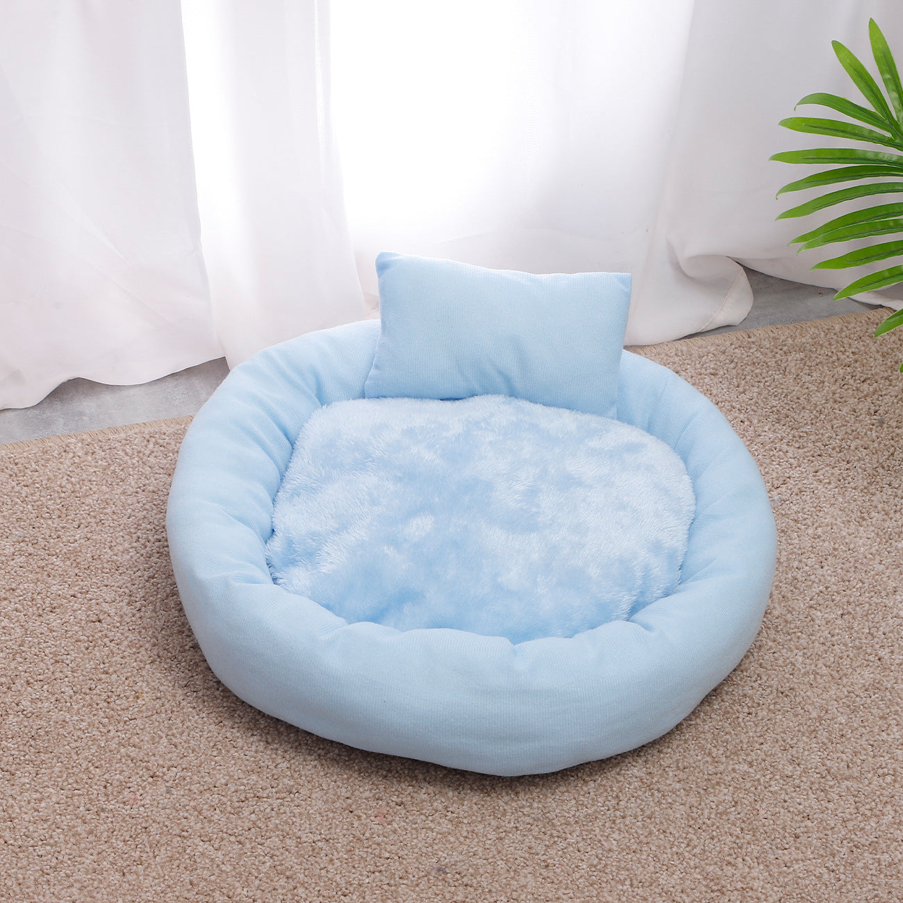 KFX-7522237 Cozy Egg Tart Cat Nest for Winter | Plush, Versatile Design in Gray, Pink, Blue