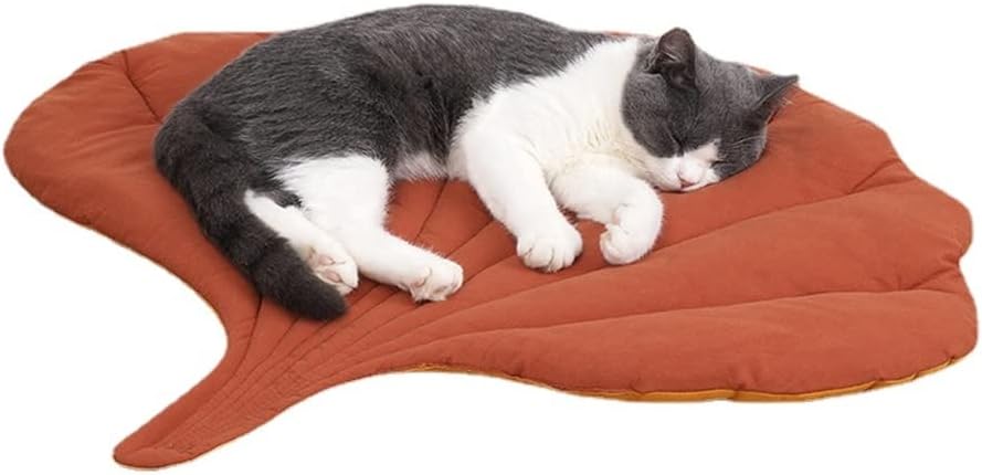 KFX-7523645 Leaf-Shaped Cat Mattress Nest - Double-Sided Warm and Comfortable Pad for Cats and Dogs