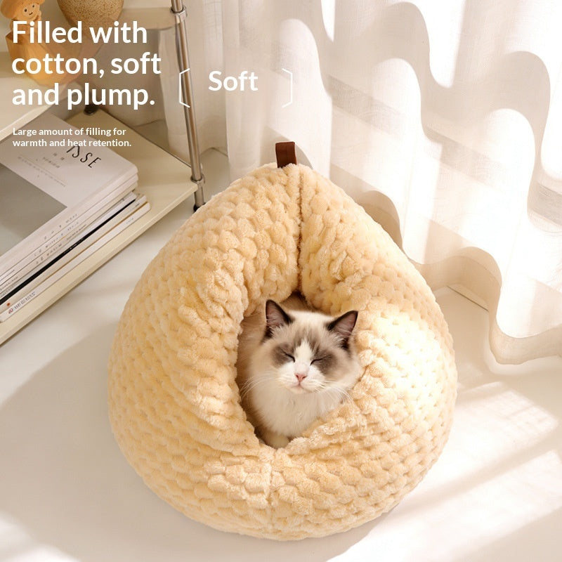 KFX-7524413 Thickened Warm Pet Bed for Cats - Cozy PP Cotton Design for Winter Comfort