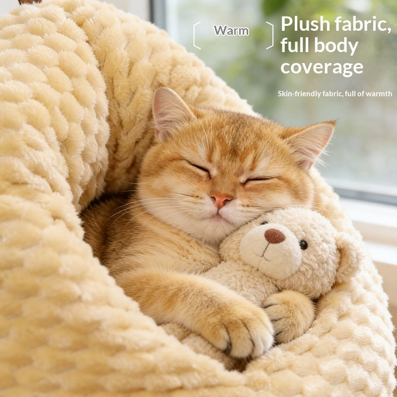 KFX-7524413 Thickened Warm Pet Bed for Cats - Cozy PP Cotton Design for Winter Comfort