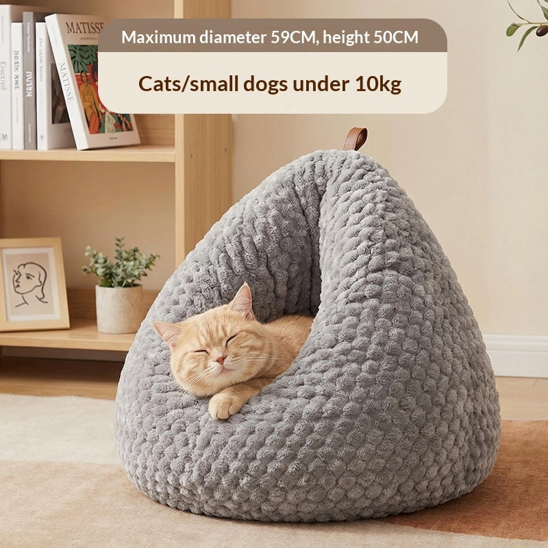 KFX-7524413 Thickened Warm Pet Bed for Cats - Cozy PP Cotton Design for Winter Comfort