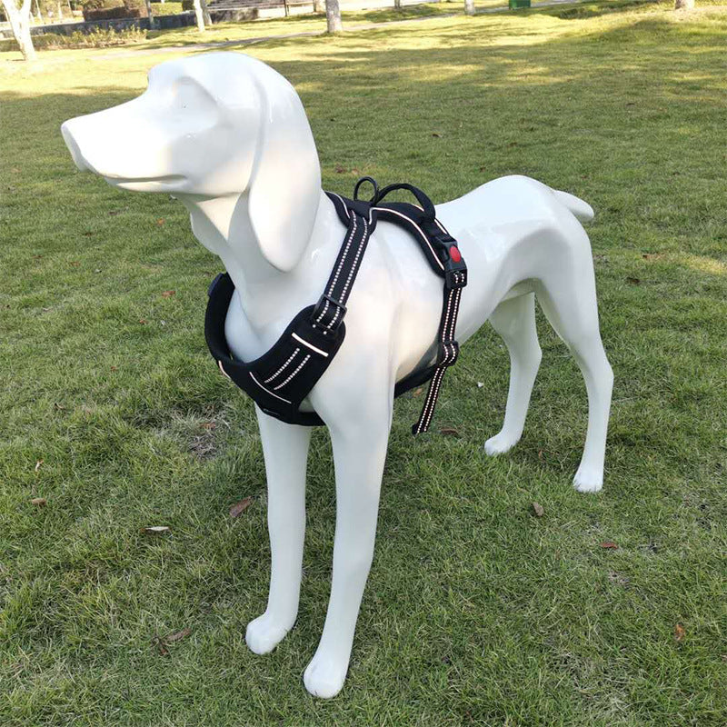 KFX-7525437 Adjustable Oxford Cloth Dog Chest Harness with Leash in Black, Purple, and Orange