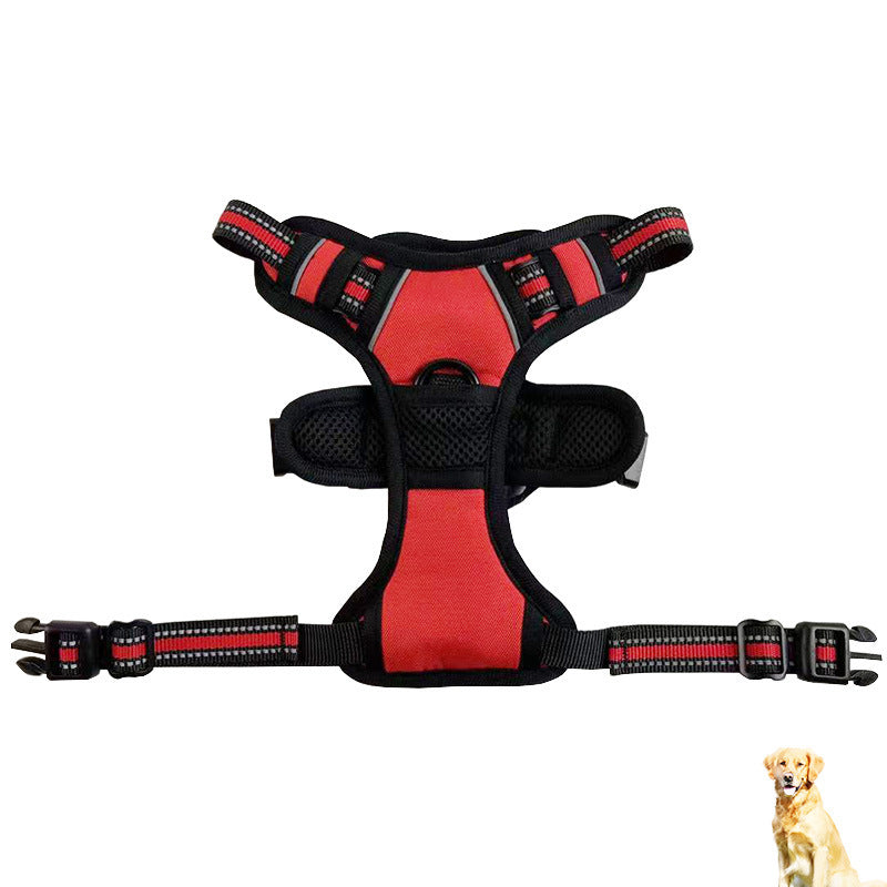 KFX-7525437 Adjustable Oxford Cloth Dog Chest Harness with Leash in Black, Purple, and Orange