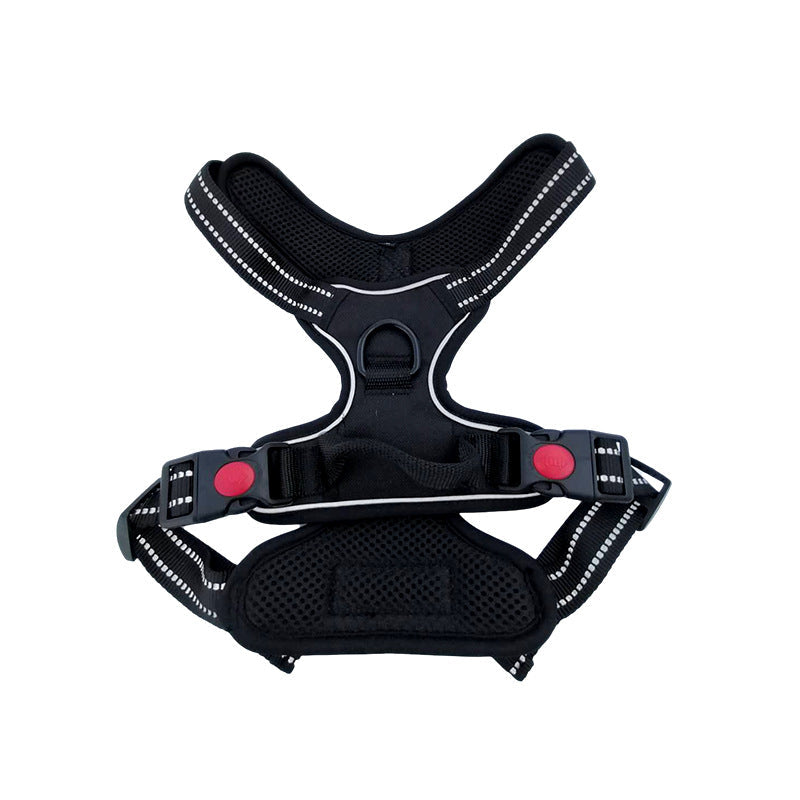 KFX-7525437 Adjustable Oxford Cloth Dog Chest Harness with Leash in Black, Purple, and Orange