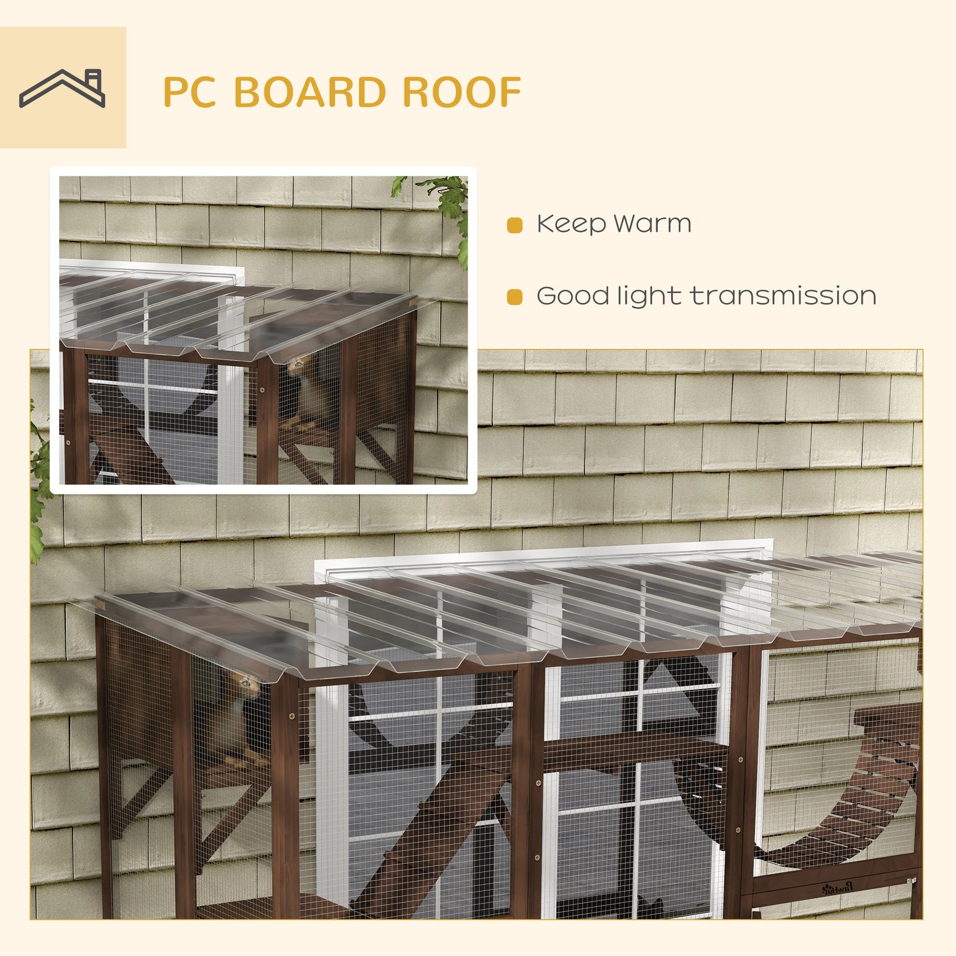 KFX-7526205 Outdoor Cat Window Box Enclosure with Shelves, Bridges, and Ramps for Multiple Cats