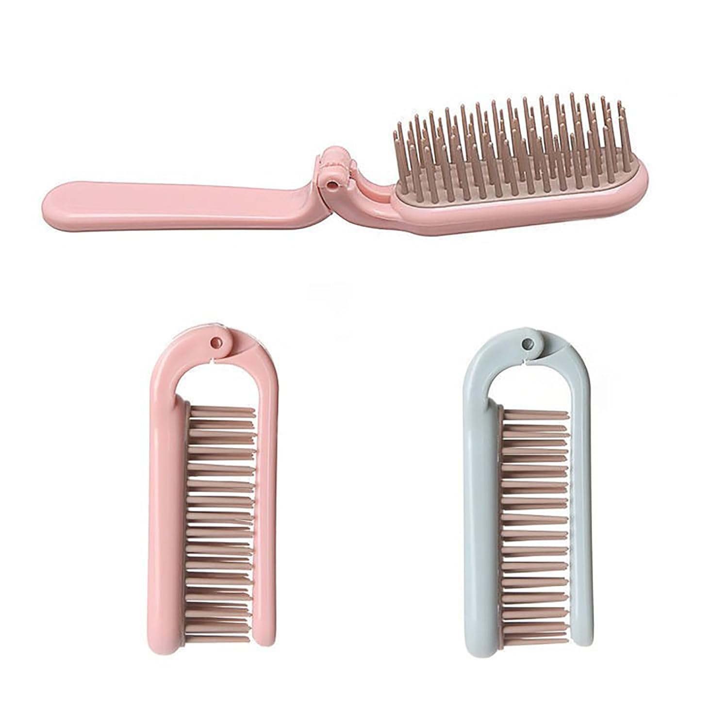 KFX-7529405 Portable Foldable Pet Brush with Soft Toothed Comb for Travel and Grooming