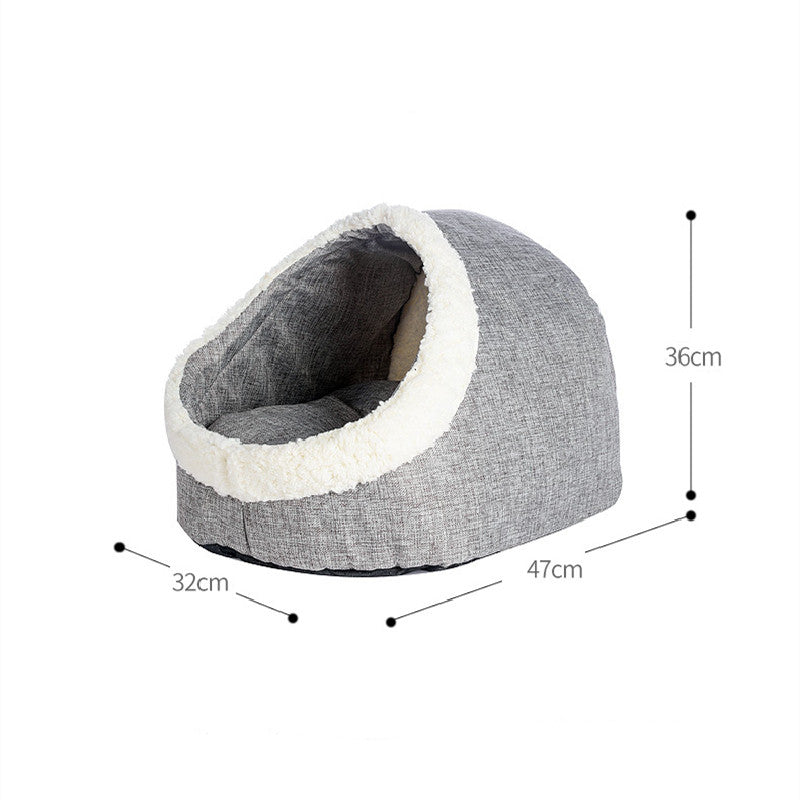 KFX-7530173 Reversible Lamb and PP Cotton Pet Nest for Cats and Dogs - Gray and Light Brown