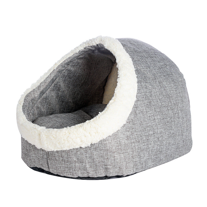 KFX-7530173 Reversible Lamb and PP Cotton Pet Nest for Cats and Dogs - Gray and Light Brown