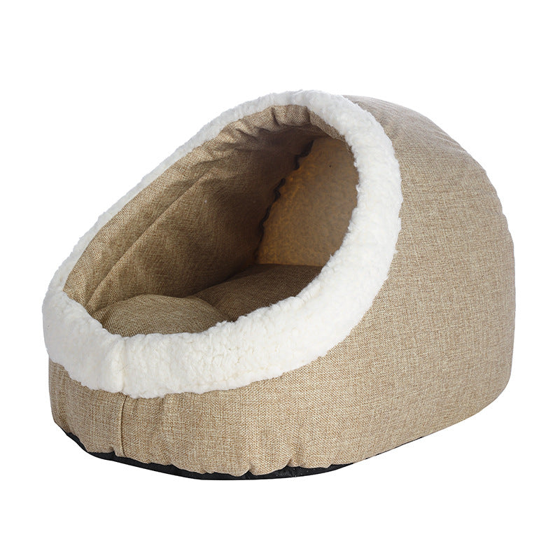 KFX-7530173 Reversible Lamb and PP Cotton Pet Nest for Cats and Dogs - Gray and Light Brown