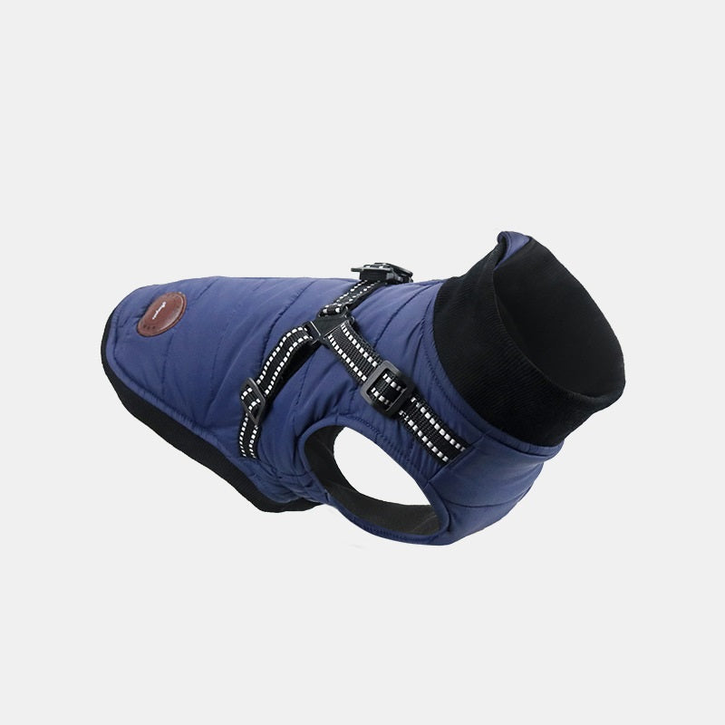 KFX-7530557 Warm Cotton-Padded Dog Coat for Autumn and Winter in Blue, Orange, and Gray - Multiple Sizes Available