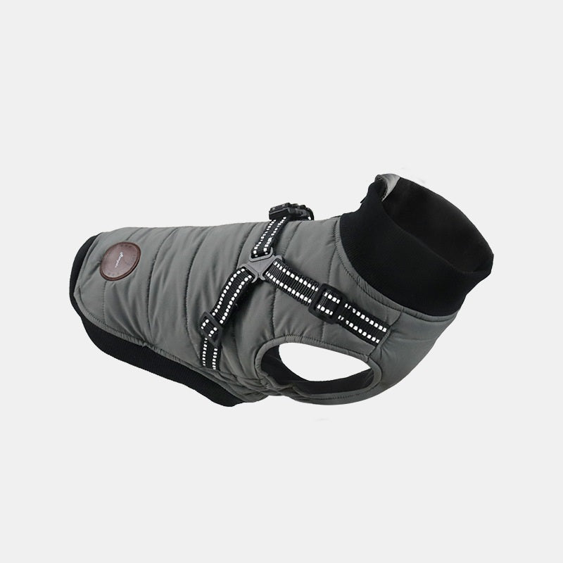 KFX-7530557 Warm Cotton-Padded Dog Coat for Autumn and Winter in Blue, Orange, and Gray - Multiple Sizes Available