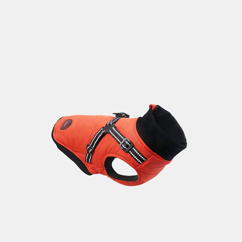KFX-7530557 Warm Cotton-Padded Dog Coat for Autumn and Winter in Blue, Orange, and Gray - Multiple Sizes Available