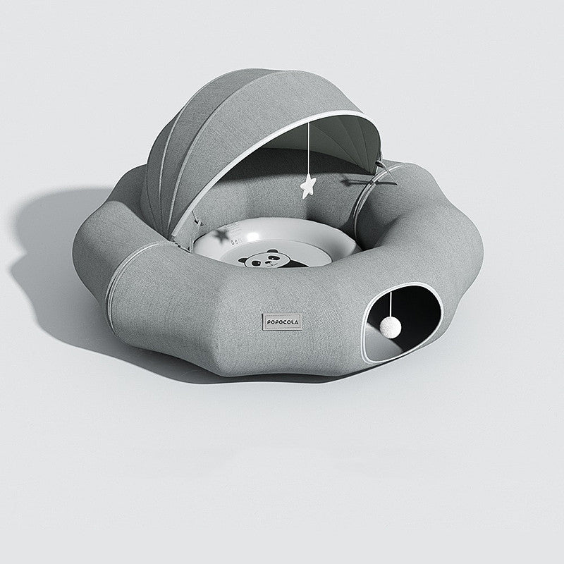 KFX-7531197 Foldable Cat Tunnel Nest with Summer Ice Nest, Removable & Washable, Cool & Breathable Design