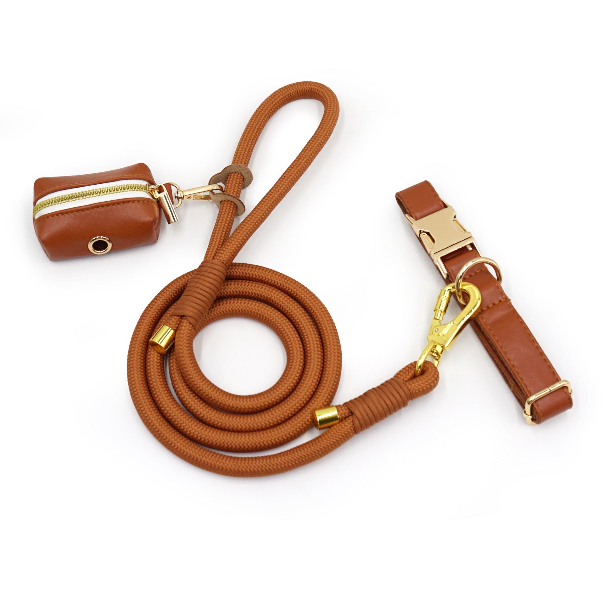 KFX-7531581 Handwoven Leather Dog Leash - Strong, Round Rope in Various Colors